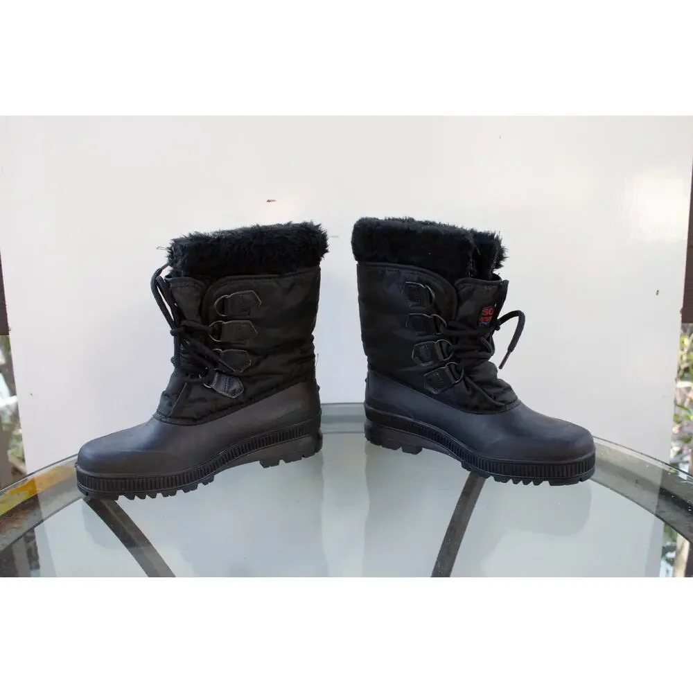 Sorel Kaufman Snow‎ Moon Boots Women’s 7 Black Waterproof Felt Liner Canada